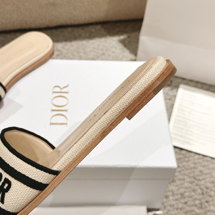 Dior Women Shoes Slippers Slide Sandals Luxury Brand Dior Or D-Lane Slide Laminiertes Microcannage Kalbsleder with Original Box