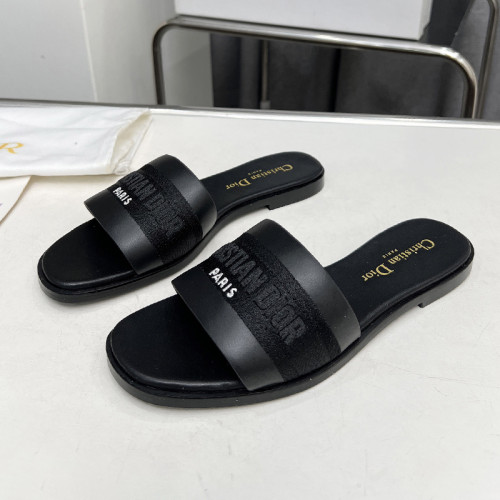 Dior Women Shoes Slippers Slide Sandals Luxury Brand Dior Or D-Lane Slide Laminiertes Microcannage Kalbsleder with Original Box