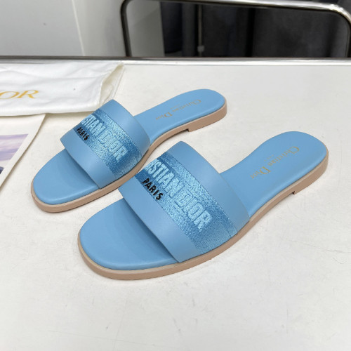 Dior Women Shoes Slippers Slide Sandals Luxury Brand Dior Or D-Lane Slide Laminiertes Microcannage Kalbsleder with Original Box
