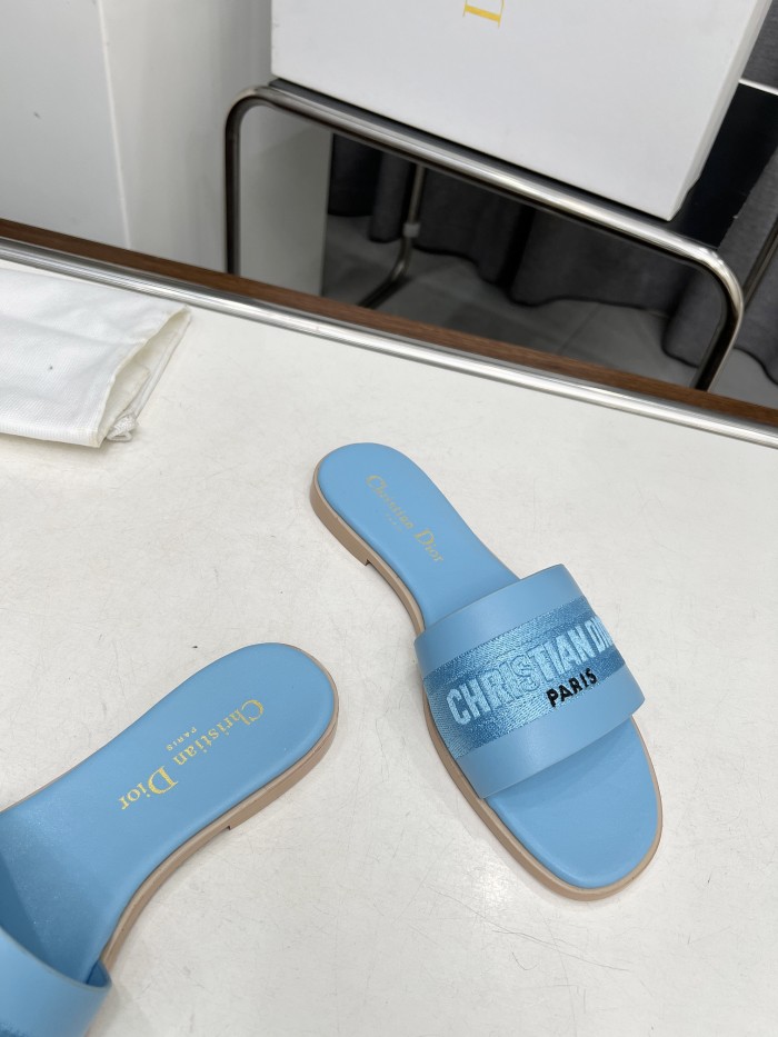 Dior Women Shoes Slippers Slide Sandals Luxury Brand Dior Or D-Lane Slide Laminiertes Microcannage Kalbsleder with Original Box