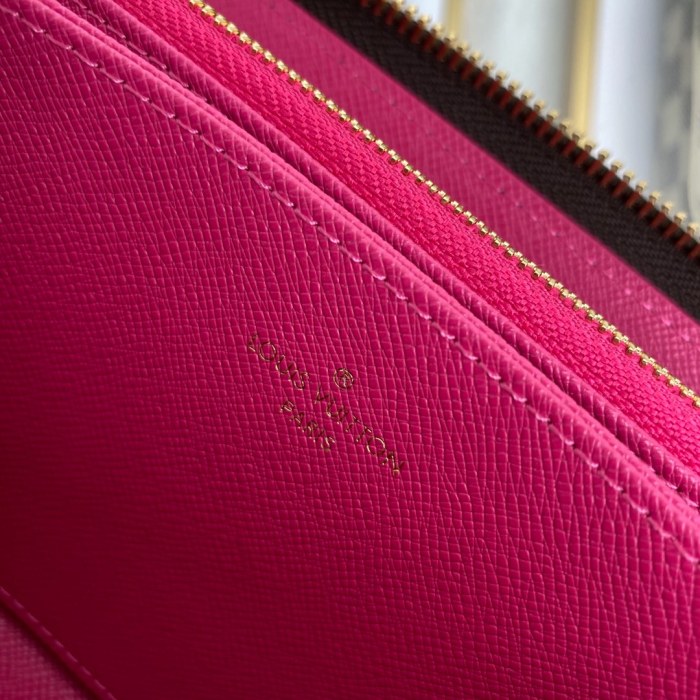 Louis Vuitton Mens Womens Wallets Purse Luxury Brand Designer M41895 Zippy Wallet Fuchsia Inside with Original Box whatsapp 【+1-3239614486】