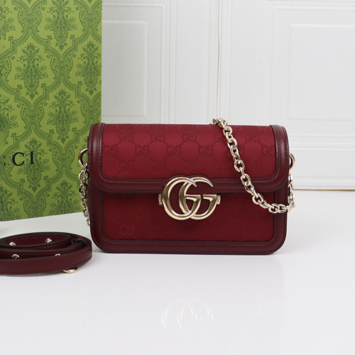 Gucci Womens Bags Shoulder Messenger Bag Luxury Brand Gucci Go small shoulder bag in Rosso Ancora red GG with Original Box 826761 FAEKL 6207