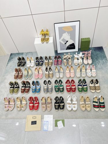 Gucci Womens Shoes Double G Espadrilles Luxury Brand WOMEN'S INTERLOCKING G SANDAL 10cm Heel With Original Box Whatsapp【+1-3239614486】