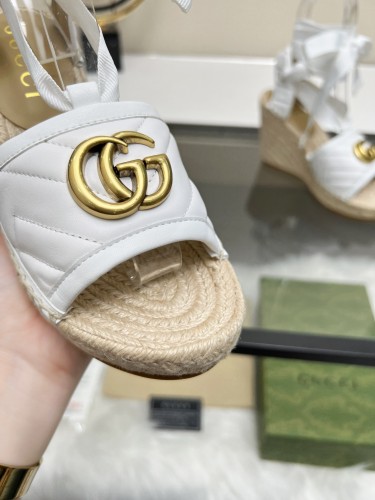 Gucci Womens Shoes Double G Espadrilles Luxury Brand WOMEN'S INTERLOCKING G SANDAL 10cm Heel With Original Box Whatsapp【+1-3239614486】