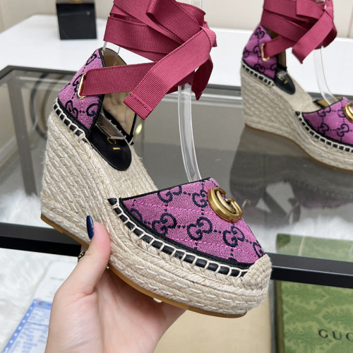 Gucci Womens Shoes Double G Espadrilles Luxury Brand WOMEN'S INTERLOCKING G SANDAL 10cm Heel With Original Box Whatsapp【+1-3239614486】