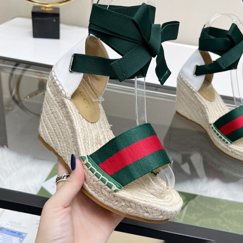 Gucci Womens Shoes Double G Espadrilles Luxury Brand WOMEN'S INTERLOCKING G SANDAL 10cm Heel With Original Box Whatsapp【+1-3239614486】