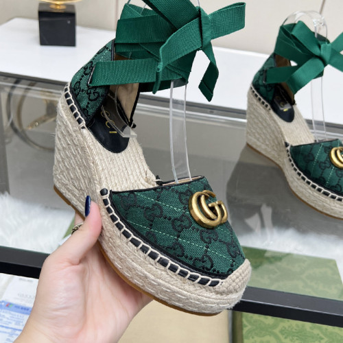 Gucci Womens Shoes Double G Espadrilles Luxury Brand WOMEN'S INTERLOCKING G SANDAL 10cm Heel With Original Box Whatsapp【+1-3239614486】