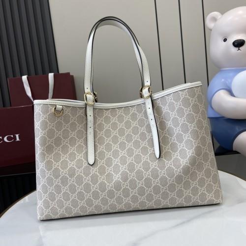 Gucci Womens Bags Shoulder Handbags Luxury Brand GG Emblem large tote bag in beige and white fabric 815213 FAD6L 9758 whatsapp 【+1-3239614486】