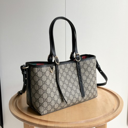 Gucci Womens Bags Shoulder Messenger Bag Luxury Brand GG Emblem small tote bag in beige and dark brown canvas with Original Box 815214 FAD6L 9758