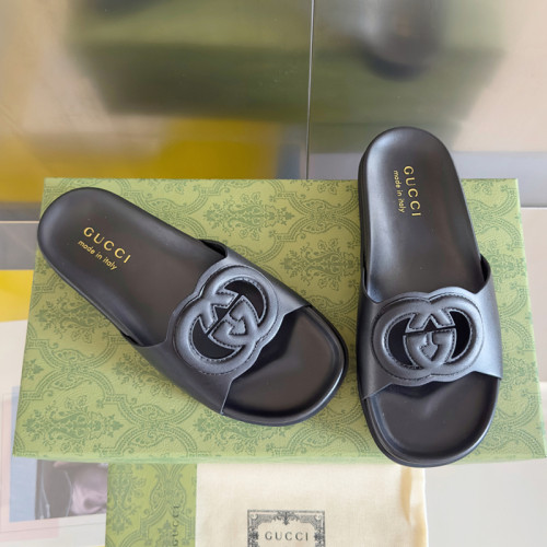 Gucci Womens Mens Unisex Shoes Slippers Sandals Luxury Brand Women's Interlocking G slide sandal in leather 782413 AAAZG 1000 with Original Box whatsapp【+1-3239614486】