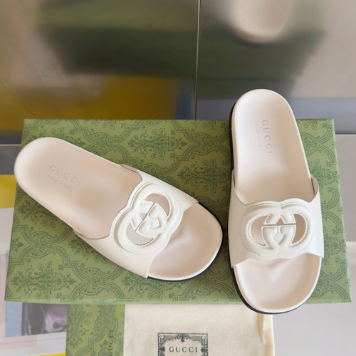 Gucci Womens Mens Unisex Shoes Slippers Sandals Luxury Brand Women's Interlocking G slide sandal in leather 782413 AAAZG 1000 with Original Box whatsapp【+1-3239614486】