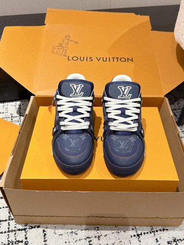 Louis Vuitton Mens Shoes Fashion Sneakers Design Luxury Brand LV TRAINER SNEAKER 1ABLVV Mix of materials with Original Box 1ABLUR Whatsapp 【+1-3239614486】