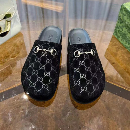 Gucci Womens Mens Unisex Shoes Slippers Sandals Luxury Brand Women's Horsebit slipper in GG suede 749752 AADWG 6207 with Original Box whatsapp【+1-3239614486】