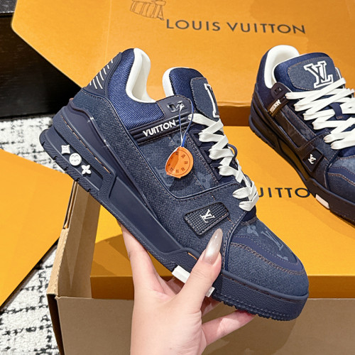 Louis Vuitton Mens Shoes Fashion Sneakers Design Luxury Brand LV TRAINER SNEAKER 1ABLVV Mix of materials with Original Box 1ABLUR Whatsapp 【+1-3239614486】