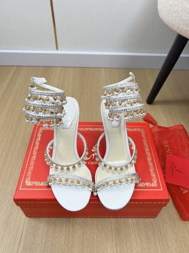 Rene Caovilla Womens Shoes Sandals Luxury Brand CLEO SANDAL 9cm Heel with Original Box Whatsapp【+1-3239614486】