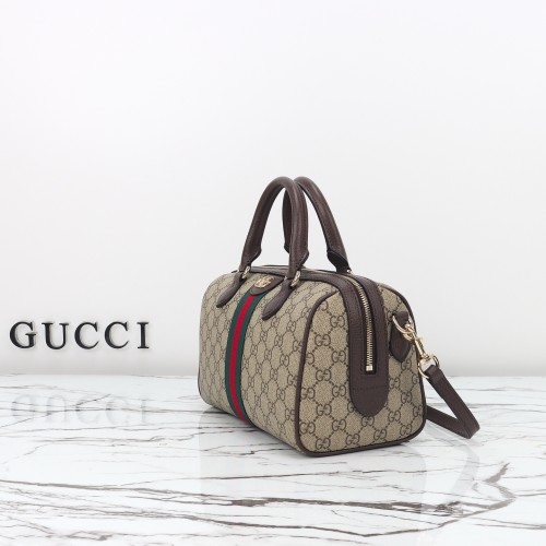 Gucci Womens Bags Shoulder Bag Luxury Brand Ophidia medium boston bag in beige and brown GG fabric 836825 FAE0J 9867 whatsapp 【+1-3239614486】