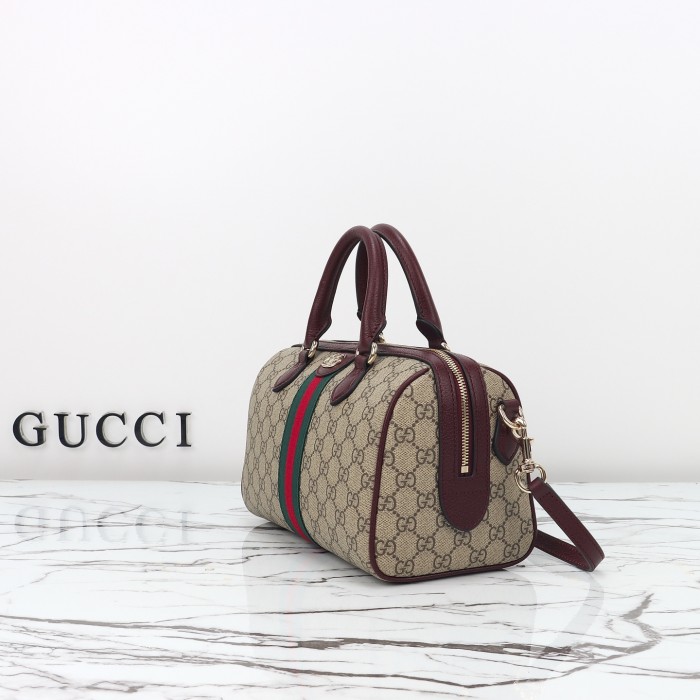 Gucci Womens Bags Shoulder Bag Luxury Brand Ophidia medium boston bag in beige and brown GG fabric 836825 FAE0J 9867 whatsapp 【+1-3239614486】
