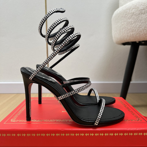 Rene Caovilla Womens Shoes Sandals Luxury Brand CLEO SANDAL 9cm Heel with Original Box Whatsapp【+1-3239614486】