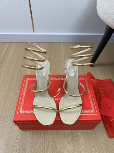Rene Caovilla Womens Shoes Sandals Luxury Brand CLEO SANDAL 9cm Heel with Original Box Whatsapp【+1-3239614486】