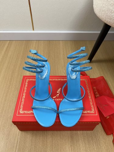 Rene Caovilla Womens Shoes Sandals Luxury Brand CLEO SANDAL 9cm Heel with Original Box Whatsapp【+1-3239614486】