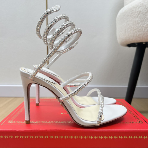 Rene Caovilla Womens Shoes Sandals Luxury Brand CLEO SANDAL 9cm Heel with Original Box Whatsapp【+1-3239614486】