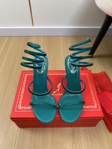 Rene Caovilla Womens Shoes Sandals Luxury Brand CLEO SANDAL 9cm Heel with Original Box Whatsapp【+1-3239614486】