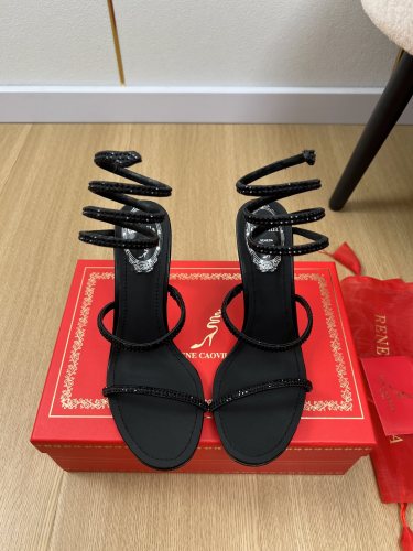 Rene Caovilla Womens Shoes Sandals Luxury Brand CLEO SANDAL 9cm Heel with Original Box Whatsapp【+1-3239614486】
