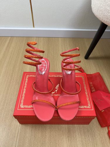Rene Caovilla Womens Shoes Sandals Luxury Brand CLEO SANDAL 9cm Heel with Original Box Whatsapp【+1-3239614486】