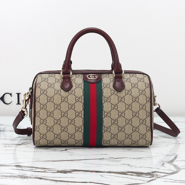 Gucci Womens Bags Shoulder Bag Luxury Brand Ophidia medium boston bag in beige and brown GG fabric 836825 FAE0J 9867 whatsapp 【+1-3239614486】