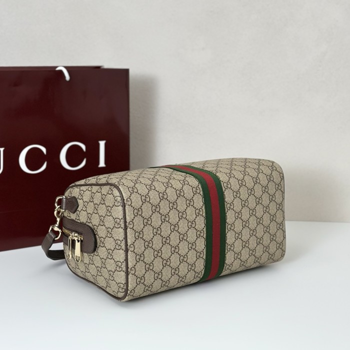 Gucci Womens Bags Shoulder Bag Luxury Brand Ophidia large boston bag in beige and brown GG fabric 836824 FAE0J 9867 whatsapp 【+1-3239614486】