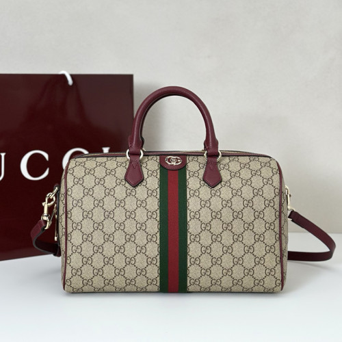 Gucci Womens Bags Shoulder Bag Luxury Brand Ophidia large boston bag in beige and brown GG fabric 836824 FAE0J 9867 whatsapp 【+1-3239614486】