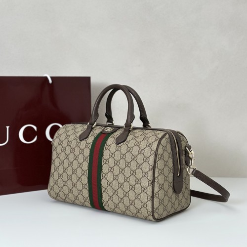 Gucci Womens Bags Shoulder Bag Luxury Brand Ophidia large boston bag in beige and brown GG fabric 836824 FAE0J 9867 whatsapp 【+1-3239614486】
