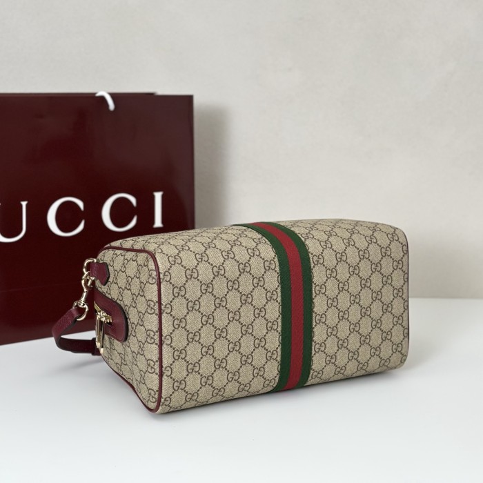 Gucci Womens Bags Shoulder Bag Luxury Brand Ophidia large boston bag in beige and brown GG fabric 836824 FAE0J 9867 whatsapp 【+1-3239614486】