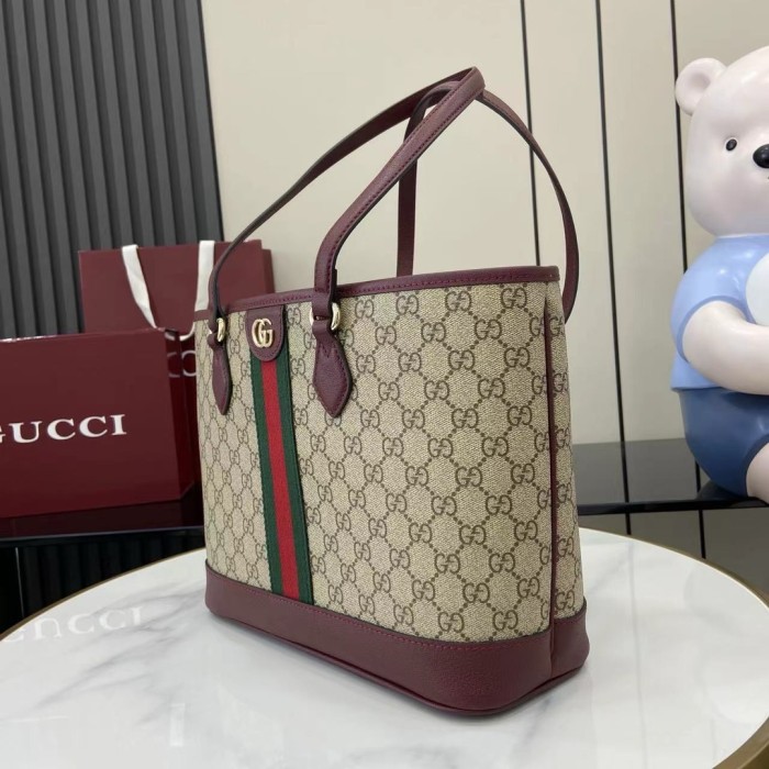 Gucci Womens Bags Shoulder Bag Luxury Brand Ophidia medium tote bag in beige and brown GG fabric 836849 FAE0J 9789 whatsapp 【+1-3239614486】
