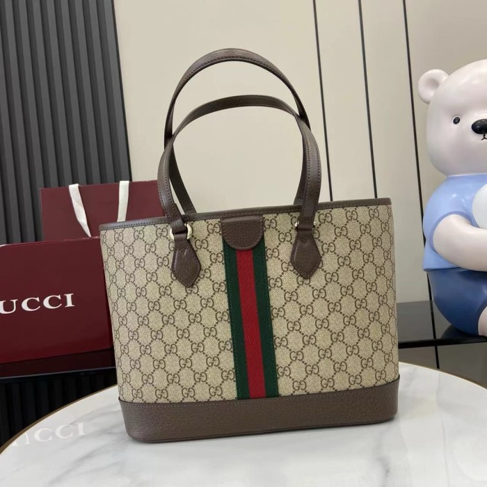 Gucci Womens Bags Shoulder Bag Luxury Brand Ophidia medium tote bag in beige and brown GG fabric 836849 FAE0J 9789 whatsapp 【+1-3239614486】