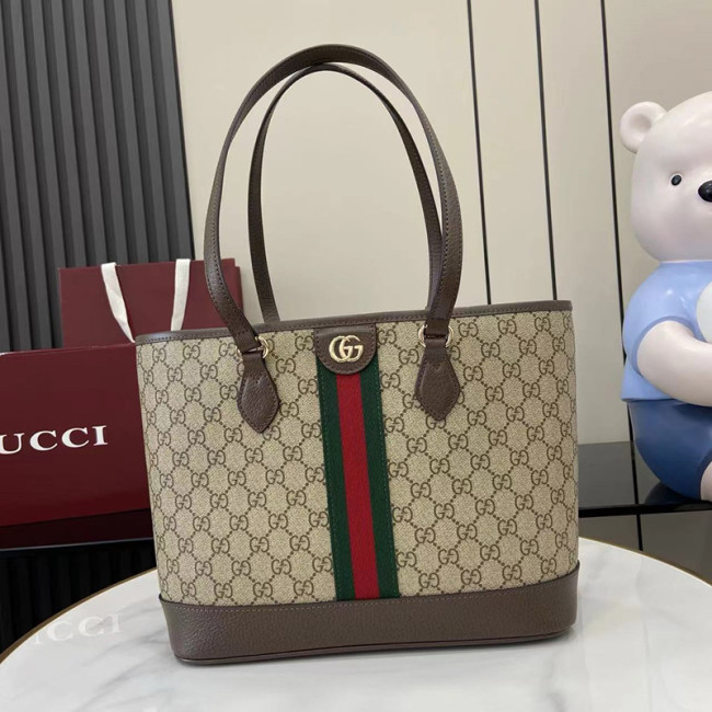 Gucci Womens Bags Shoulder Bag Luxury Brand Ophidia medium tote bag in beige and brown GG fabric 836849 FAE0J 9789 whatsapp 【+1-3239614486】