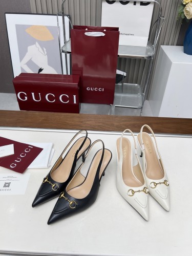 Gucci Womens Shoes Slippers Sandals with 8cm Heel Luxury Brand Women's slingback pump with Horsebit 782407 AAEGJ 1000 with Original Box whatsapp【+1-3239614486】