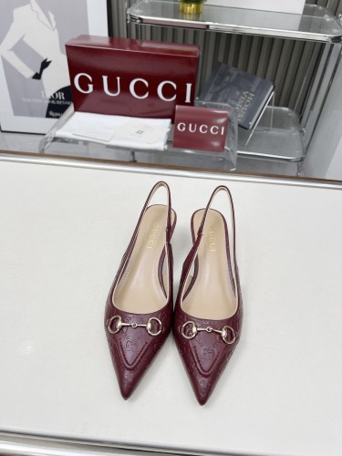 Gucci Womens Shoes Slippers Sandals with 4cm Heel Luxury Brand Women's slingback pump with Horsebit 782407 AAEGJ 1000 with Original Box whatsapp【+1-3239614486】