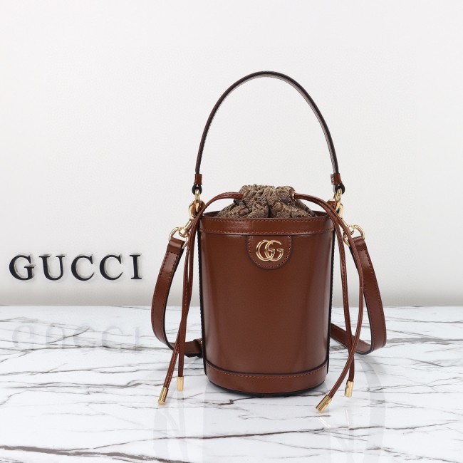 Gucci Womens Bags Shoulder Bag Luxury Brand Gucci Ophidia mini bucket bag in brown leather 760201 AACP4 2342 whatsapp 【+1-3239614486】