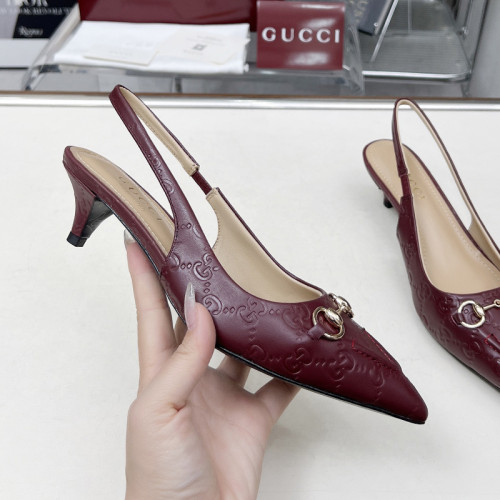 Gucci Womens Shoes Slippers Sandals with 4cm Heel Luxury Brand Women's slingback pump with Horsebit 782407 AAEGJ 1000 with Original Box whatsapp【+1-3239614486】