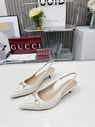 Gucci Womens Shoes Slippers Sandals with 4cm Heel Luxury Brand Women's slingback pump with Horsebit 782407 AAEGJ 1000 with Original Box whatsapp【+1-3239614486】
