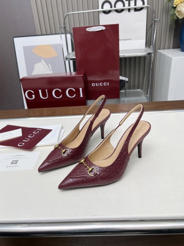Gucci Womens Shoes Slippers Sandals with 8cm Heel Luxury Brand Women's slingback pump with Horsebit 782407 AAEGJ 1000 with Original Box whatsapp【+1-3239614486】