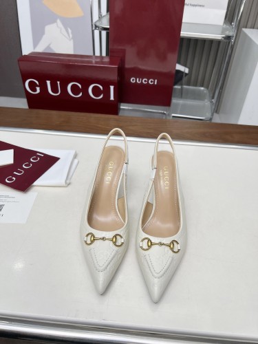 Gucci Womens Shoes Slippers Sandals with 8cm Heel Luxury Brand Women's slingback pump with Horsebit 782407 AAEGJ 1000 with Original Box whatsapp【+1-3239614486】