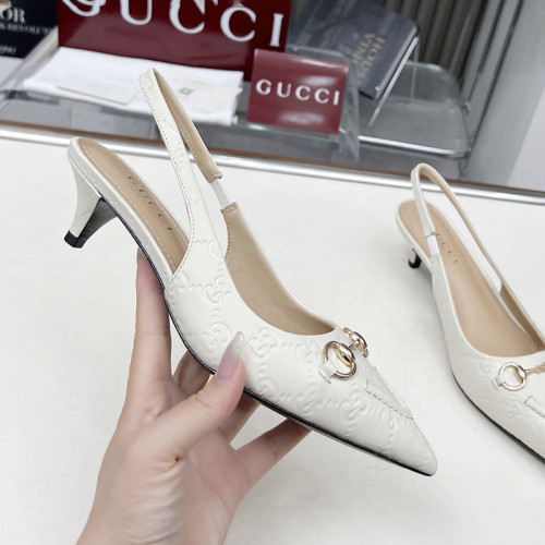 Gucci Womens Shoes Slippers Sandals with 4cm Heel Luxury Brand Women's slingback pump with Horsebit 782407 AAEGJ 1000 with Original Box whatsapp【+1-3239614486】