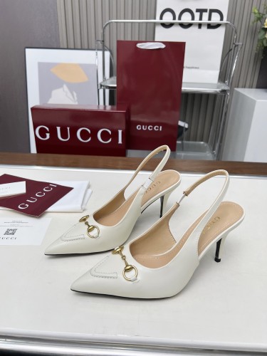 Gucci Womens Shoes Slippers Sandals with 8cm Heel Luxury Brand Women's slingback pump with Horsebit 782407 AAEGJ 1000 with Original Box whatsapp【+1-3239614486】