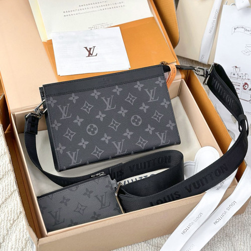 Louis Vuitton Womens Shoulder Bags Luxury Brand M81124 Gaston Wearable Wallet Monogram Eclipse with Original Box whatsapp 【+1-3239614486】