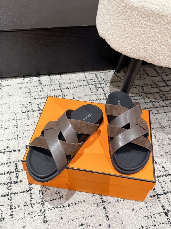 Hermes Mens Shoes Slippers Sandals Casual Fashion Sandals Luxury Brand Kazimir Sandal with Original Box Whatsapp【+1-3239614486】