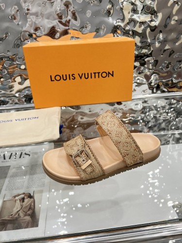 Louis Vuitton Womens Mens Unisex Shoes Sandals Slippers Luxury Brand 1AHLUF LV Bom Dia Flat Comfort Mule with Original Box Whatsapp 【+1-3239614486】