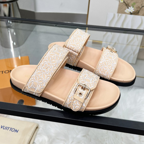 Louis Vuitton Womens Mens Unisex Shoes Sandals Slippers Luxury Brand 1AHLUF LV Bom Dia Flat Comfort Mule with Original Box Whatsapp 【+1-3239614486】