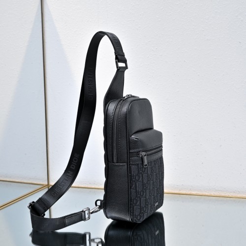 Dior Mens Bags Shoulder Bag Luxury Brand DIOR Rider 2.0 Sling Bag Black Dior Oblique Jacquard and Black Grained Calfskin with Original Box Whatsapp 【+1-3239614486】